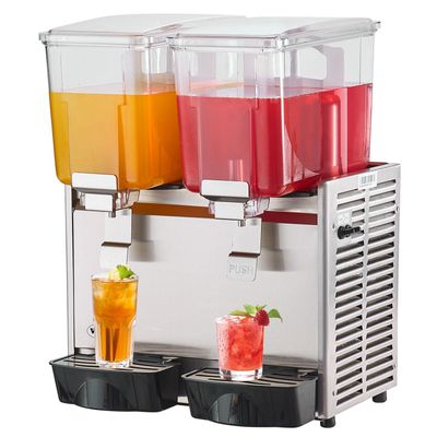 VEVOR Commercial Beverage Dispenser, 13.6 Qt 12L 2 Tanks Ice Tea Drink Machine, 280W 304 Stainless Steel Juice Dispenser with 41&amp;deg;F-53.6&amp;deg;F Thermostat Controller, for Cold Drink Restaurant Hote