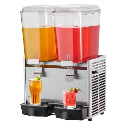 VEVOR Commercial Beverage Dispenser, 20.4 Qt 18L 2 Tanks Ice Tea Drink Machine, 590W 304 Stainless Steel Juice Dispenser with 41&amp;deg;F-53.6&amp;deg;F Thermostat Controller, for Cold Drink Restaurant Hote