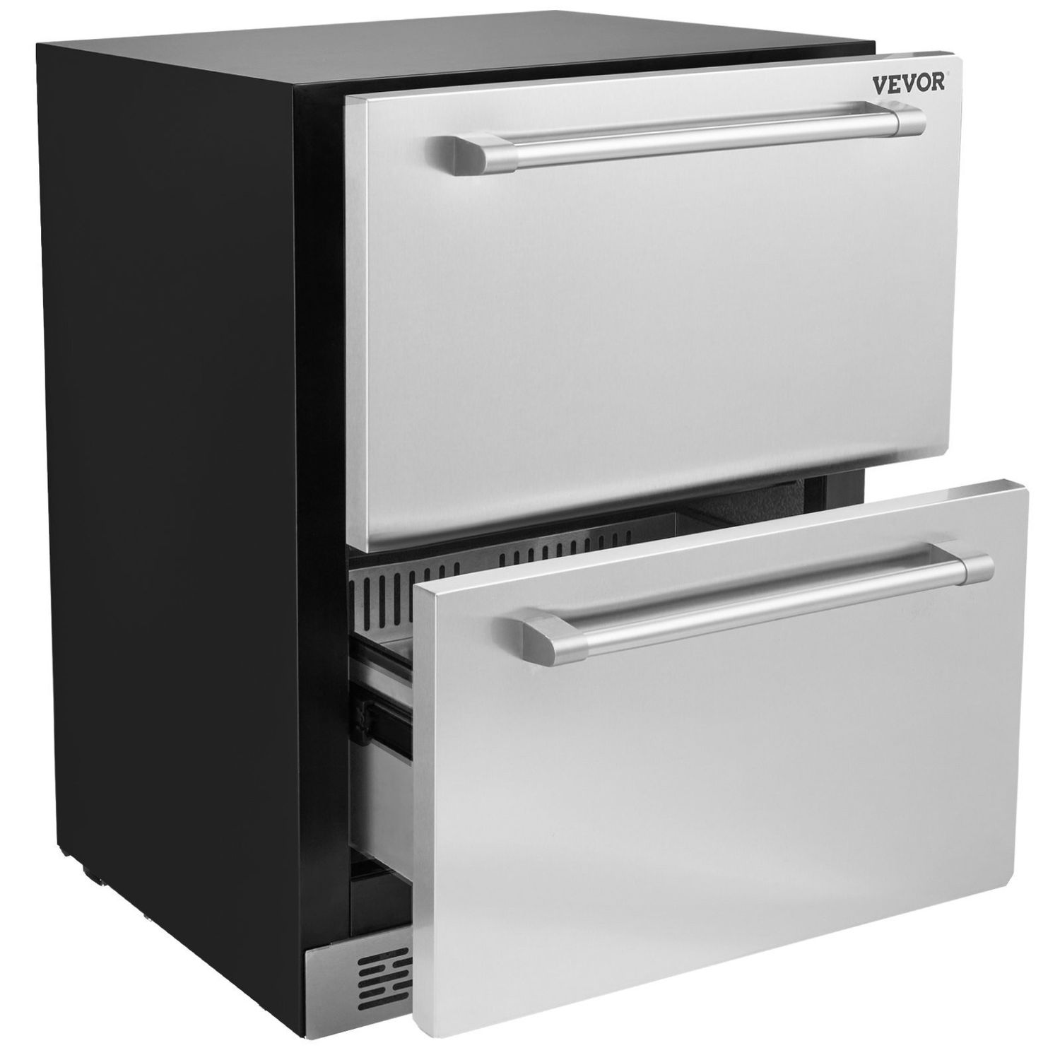 VEVOR 24&quot; Undercounter Refrigerator, 2 Drawer Built-in Beverage Refrigerator with Touch Panel, 5.12 Cu.ft. Capacity, Waterproof Indoor and Outdoor Under Counter Fridge for Home and Commercial Use