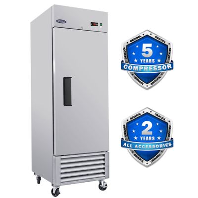 ORIKOOL 27&quot; Commercial Refrigerator 23 Cu.ft with 1 Solid Door Reach-In Refrigerators Stainless Steel ETL Approved Upright Fridge Storage