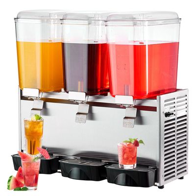 VEVOR Commercial Beverage Dispenser, 20.4 Qt 18L 3 Tanks Ice Tea Drink Machine, 680W 304 Stainless Steel Juice Dispenser with 41?&amp;deg;F-53.6?&amp;deg;F Thermostat Controller, for Cold Drink Restaurant Ho