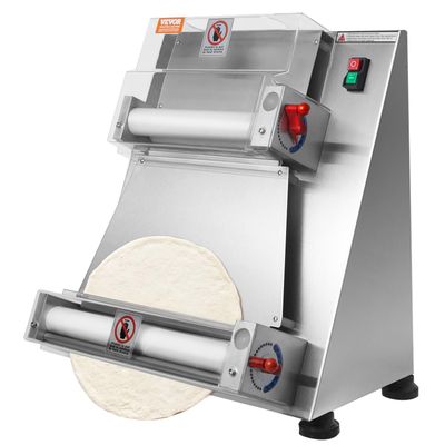 VEVOR Pizza Dough Roller Sheeter, 3-15 Inch Automatic Commercial Pizza Press, 390W Electric 260 Per Hour Dough Roller, Stainless Steel Adjustable Thickness Dough Machine, for Pasta Maker Equipment