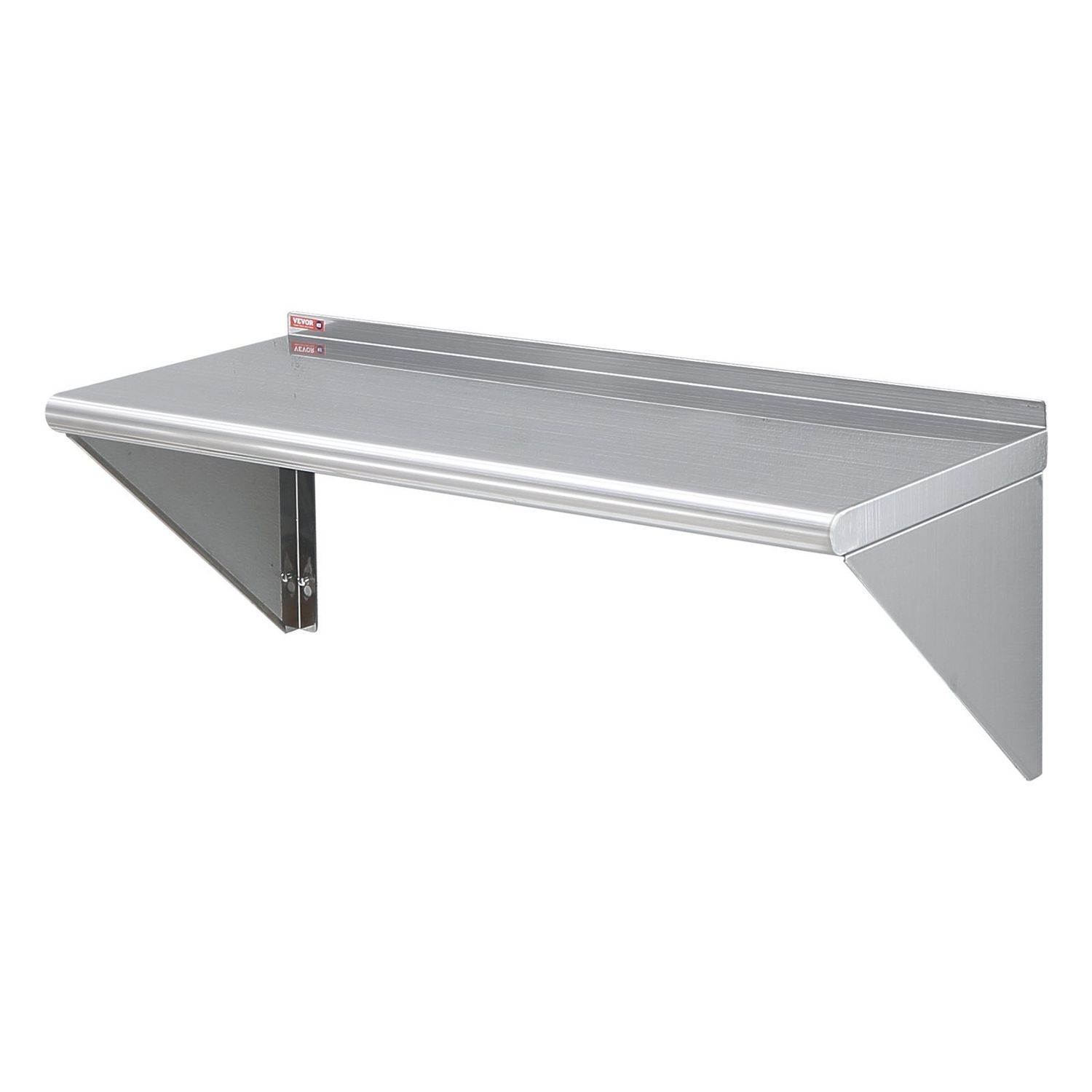 VEVOR 14&quot; x 36&quot; Stainless Steel Shelf, Wall Mounted Floating Shelving with Brackets, 300 lbs Load Capacity Commercial Shelves, Heavy Duty Storage Rack for Restaurant, Kitchen, Bar, Home, and Hotel