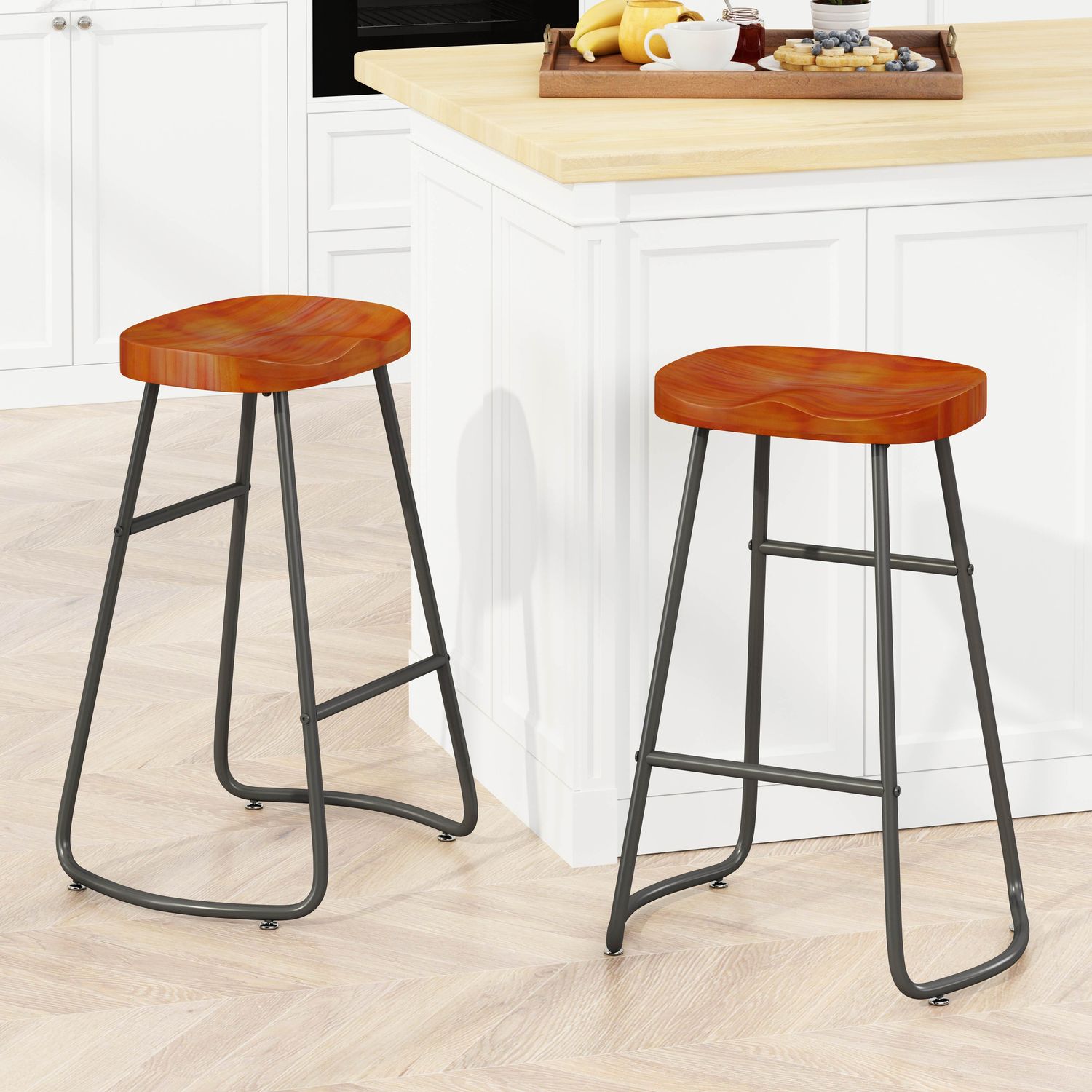 29.52&quot; Stylish and Minimalist Bar Stools Set of 2, Counter Height Bar Stools, for Kitchen Island, Coffee Shop, Bar, Home Balcony, Brown