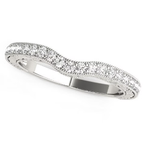 Size: 7.5 - 14k White Gold Antique Style Milgrained Curved Diamond Ring (1/4 cttw)