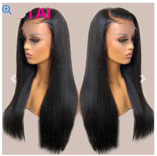 Color: 13x4 HD Frontal150, Wig size: 24inch - Real Human Hair Lace Wig Set Straight Hair Black Medium Length