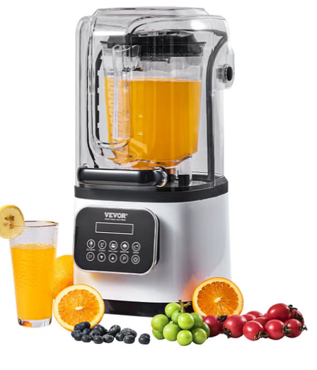 VEVOR Professional Blender with Shield, Commercial Countertop Blenders, 68 oz Jar Blender Combo, Stainless Steel 9 Speed &amp; 5 Functions Blender, for Shakes, Smoothies, Peree, and Crush Ice, White