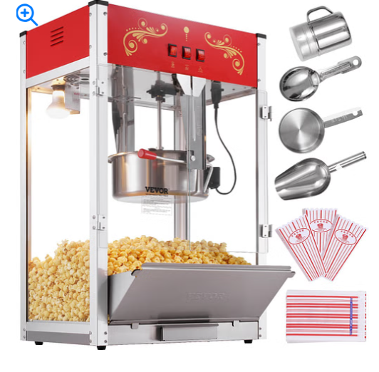 Popcorn Popper Machine Countertop Popcorn Maker 1615W 16 Oz Red