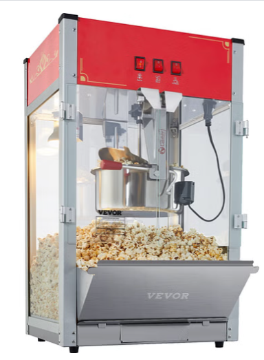 VEVOR Popcorn Popper Machine 12 Oz Countertop Popcorn Maker 1440W 80 Cups Red