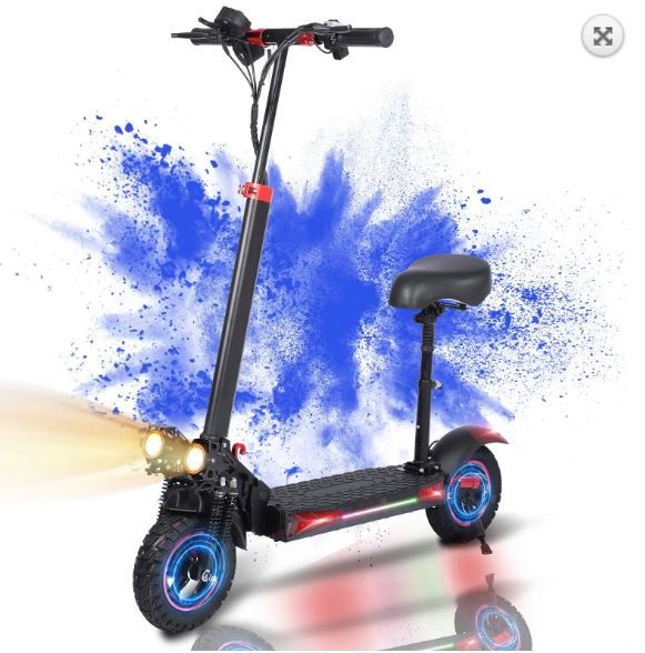 WHOSU 1200W Electric Scooter for Adults with Removable Seat - 27 MPH, 31 Mile Range, 11&quot; Off-Road Tires, 4 Brake System, Fast E-Scooter w/LED Display &amp; Cruise Control