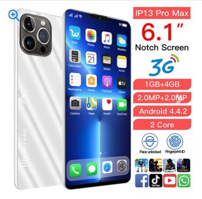 6.1 inch I13 Pro Max FHD Smartphone MTK6572 Dual Core 1GB RAM 4GB ROM 1800mAh Large Screen Mobile Phones White US Plug