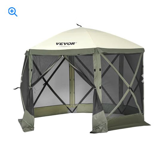 VEVOR Pop Up Gazebo Tent, Pop-Up Screen Tent 6 Sided Canopy Sun Shelter with 6 Removable Privacy Wind Cloths &amp; Mesh Windows, 10x10FT Quick Set Screen Tent with Mosquito Netting, Army Green
