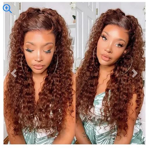 Color: 13X4 180Density, Wig Length: 8inch - Reddish Brown Water Wave HD Lace Front Wig Human Hair