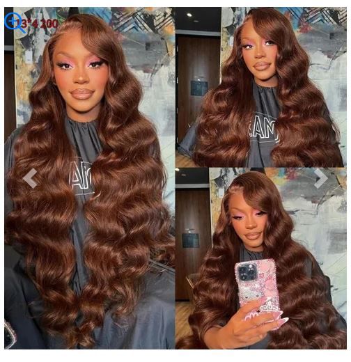 Color: 13x4 200Density, Wig Length: 38inch - Front Lace Wavy Brown Lace Front Hair Human Wigs