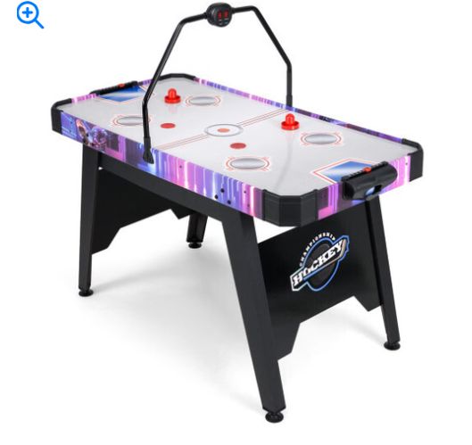 56 Inch Air Hockey Table with LED Digital Scoreboard and Powerful 12V Motor-White - Color: White