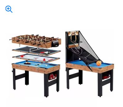 5-in-1 Game Table - Foosball Pool Basketball Ping Pong and Slide Hockey