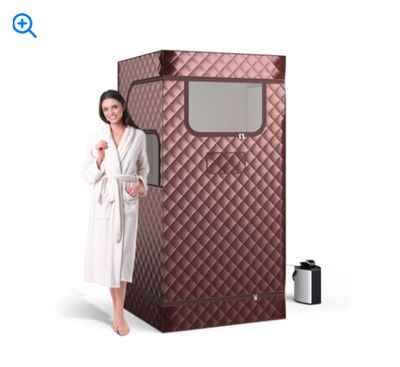 Portable Steam Sauna with 3L Steam Generator Remote Control Wood Foot Massager and Foldable Chair for Home-Coffee - Color: Coffee