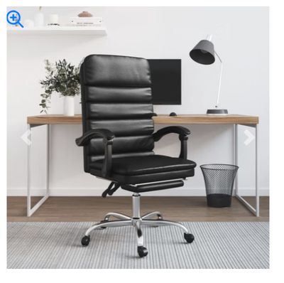 Massage Office Chair Black Faux Leather, Metal, Plywood Adjustable