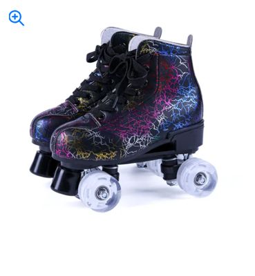 Color: as shown, style: E-43, Size: - New Black And White Double Row Skates Adult Flash Roller Skates Skating Rink Cross Exclusively For Roller Skates