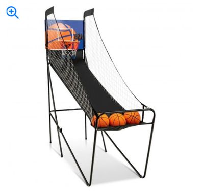 Foldable Single Shot Basketball Arcade Game with Electronic Scorer and Basketballs - Color: Black