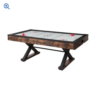 84" Air Hockey Table, Indoor Arcade Table Gaming Set with 2 Pushers, 2 Pucks, Electronic Scorer, X-shaped Legs &amp; High-powered Blower, Air Powered Hockey Game Table for Family Game Room Office