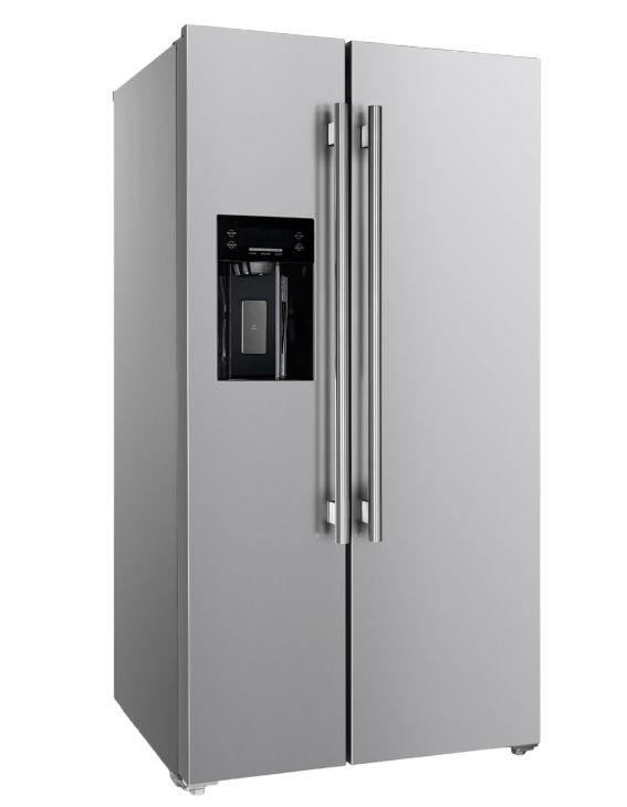 FORNO 36" Inch W. Freestanding Side-by-Side Refrigerator and Freezer with 20 Cubic Ft. Total Capacity - Stainless Steel French Door Built-In Ice Maker Fridge with Child Safety Lock