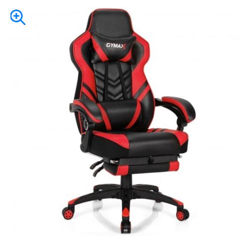 Adjustable Gaming Chair with Footrest for Home Office-Red - Color: Red