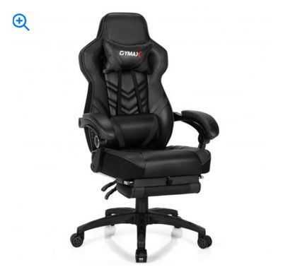 Adjustable Gaming Chair with Footrest and Lumbar Cushion for Office-Black - Color: Black