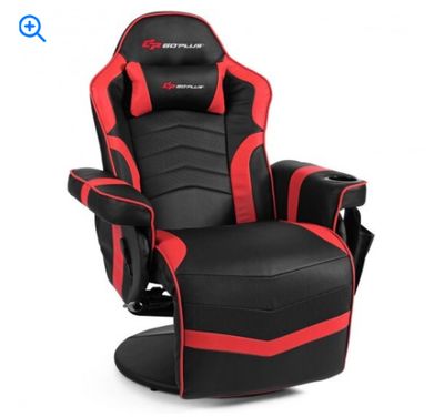 Ergonomic High Back Massage Gaming Chair with Pillow-Red - Color: Red -Massage Video Gaming