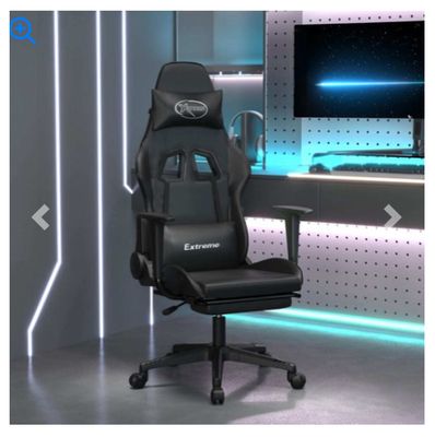 Massage Gaming Chair with Footrest Black Faux Leather