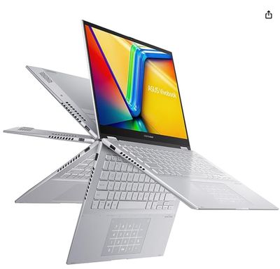 ASUS Vivobook S 14 Flip Laptop, 14” WUXGA Touch Display, Intel Core i7-13620H CPU, 16GB DDR4 RAM, 1TB SSD, NumberPad, WiFi 6E, Windows 11 Home, Cool Silver, TP3402VA-AS71T-CA