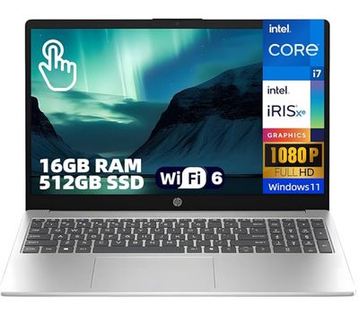 HP 15.6" FHD Touchscreen Business Laptop, Intel Core i7-1355U, 16GB DDR4 RAM, 512GB SSD, Windows 11 Home, Copilot Ready, Wi-Fi 6, Lightweight Notebook for Office and Remote Work