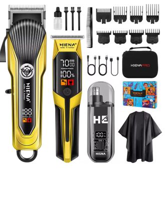 HIENA Men's Hair Clipper Set Professional Hair Beard Trimmer Intelligent LED Display Hairdressing Cutting Machine Barber Cutters