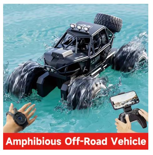 Amphibious 4WD RC Crawler 50Min Run Time IPX7 Waterproof APP and Gesture Control Off Road Drift HD Camera For All Terrain Advent