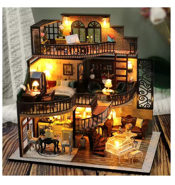 Wooden Doll House 3D Puzzle Assembly Building Model Kit