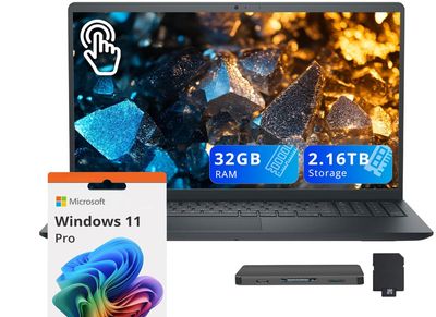 Dell Inspiron 15.6" FHD Touchscreen Laptop, Intel i5-1334U, 64GB RAM, 2.16TB Storage(2TB SSD+160GB Docking Station Set), Intel UHD Graphics, Numeric Keypad, 720p Webcam, Wi-Fi 6, Windows 11 Pro, Black
