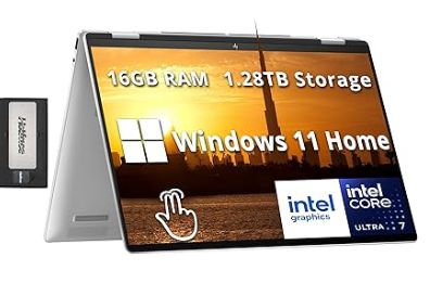 HP Envy x360 2-in-1 Laptop, 16" WUXGA Touch Display, Intel Ultra 7 155U, 16GB LPDDR5, 1.28TB Storage(1TB SSD+288GB Docking Station Set), Backlit Keyboard, 5MP IR Camera, Wi-Fi 6E, Win 11 Home, Silver