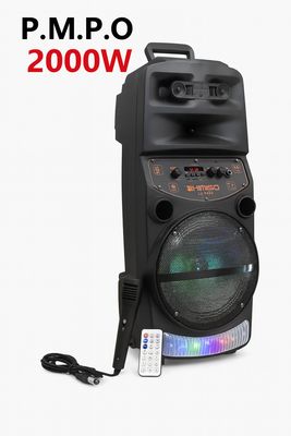 2000W Peak Power LED Trolley Box Party Active Bluetooth Speakers 8 Inch Outdoor Column Portable Radio Caixa De Som With Mic FM