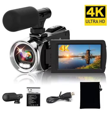 4K Camcorder with Microphone 18X Zoom Infrared Vlogging Video Camera for Youtube 48MP Portable Digital Recorder Live Streaming