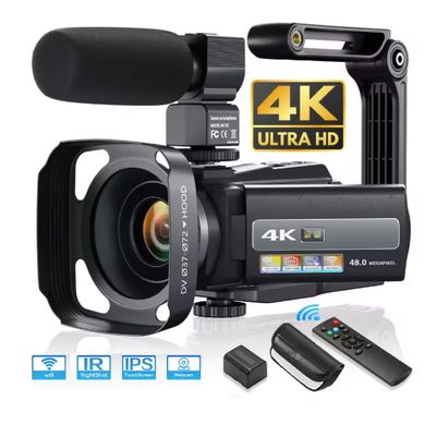4K Video Camera Camcorder 48MP UHD WiFi IR Night Vision Vlogging Camera for YouTube 16X Digital Zoom Touch Screen Camera