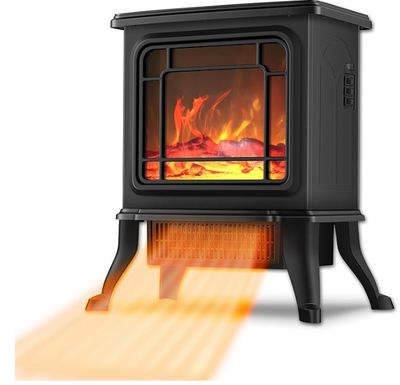 DONYER POWER 23" Electric Stove Portable Heater, 1500W, LED Adjustable Flame, Built-in Thermostat, Circulating Blower, Black, Room Heater