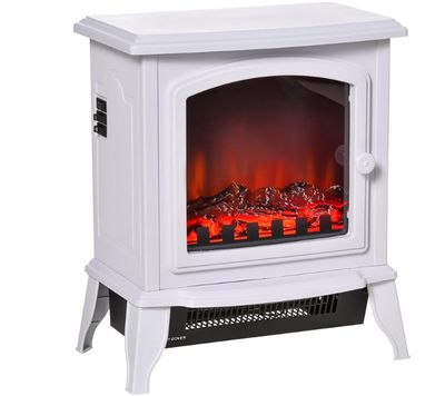 HOMCOM Electric Fireplace Heater, Freestanding Fireplace Stove with Realistic Flame Effect, Overheat Safety Protection, 750W/1500W, White