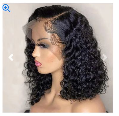 Density: 180%, Stretched Length: 10inches, Lace Wig Type: 4*4 - Deep Wave 180% Density Pre-Plucked Side Part Short Bob 13*4 Lace Frontal Brazilian Virgin Human Hair Wigs For Black Woman