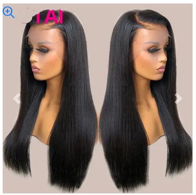 Color: 13x4 HD Frontal150, Wig size: 24inch - Real Human Hair Lace Wig Set Straight Hair Black Medium Length