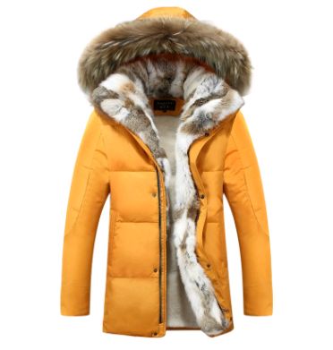 Color: Yellow, Size: 4XL - 2021 new down jacket men's long section Korean youth lovers men's winter large size coat thickening