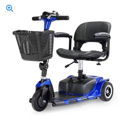 3 Wheel Mobility Scooters for Adults, Foldable Mobility Scooter for Seniors, Powered Electric Scooter with Basket, Heavy Duty Mobile for Travel, Elderly - Long Range Power Extended Battery (Blue)