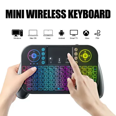 Axis Body: blue switch, Color: Green - Mini Wireless Keyboard V8 7 Backlit 2.4G Bluetooth Air Mouse Remote Control Touchpad for Android TV Box