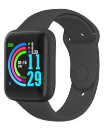 Y68 Pro Smart Watch For Men Women Bluetooth Heart Rate Monitor Fitness Sports Smartwatch (Macaron) black