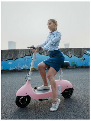 Electric Scooter with Foldable Seat w/35 Miles Operating Range &amp; 15.5mph Max Speed - Pink