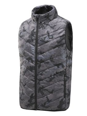 Color: Grey with pattern, Size: L - Heated Vest Smart Electric Heating Jacket Men Women Waistcoat Winter